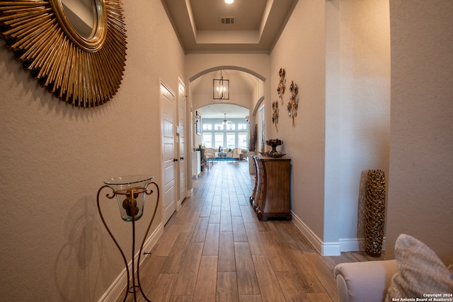 corridor featuring light hardwood / wood-style flooring