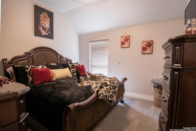 9104 Pepperton Ln, San Antonio, TX 78254 - carpeted bedroom featuring vaulted ceiling and baseboards
