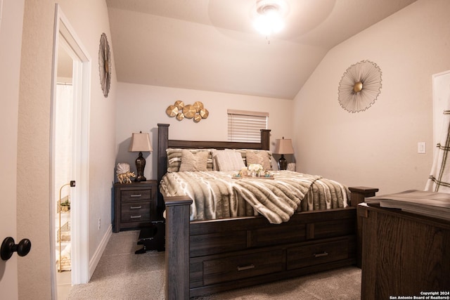 9104 Pepperton Ln, San Antonio, TX 78254 - bedroom with lofted ceiling, baseboards, and carpet