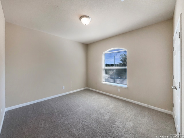 empty room featuring a textured ceiling and carpet floors