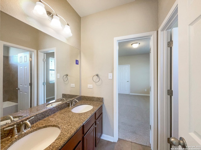 bathroom featuring vanity and tile patterned floors