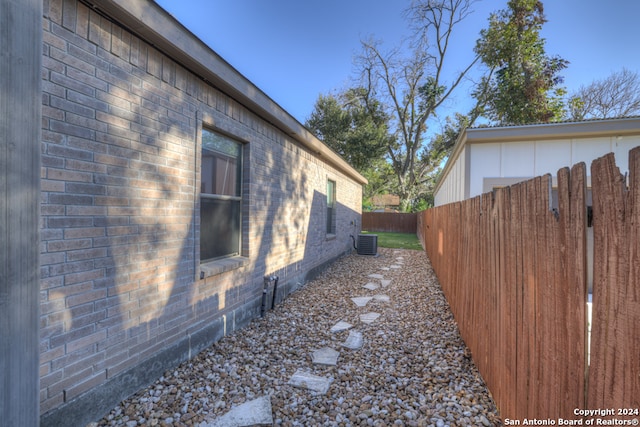 view of home's exterior featuring central air condition unit