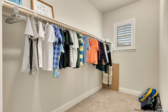 spacious closet with carpet flooring