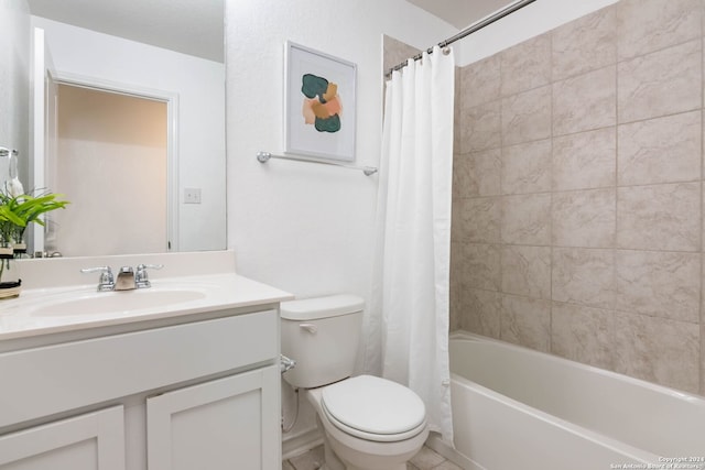 full bathroom featuring vanity, toilet, and shower / tub combo