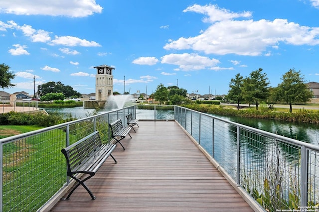 view of dock featuring a water view