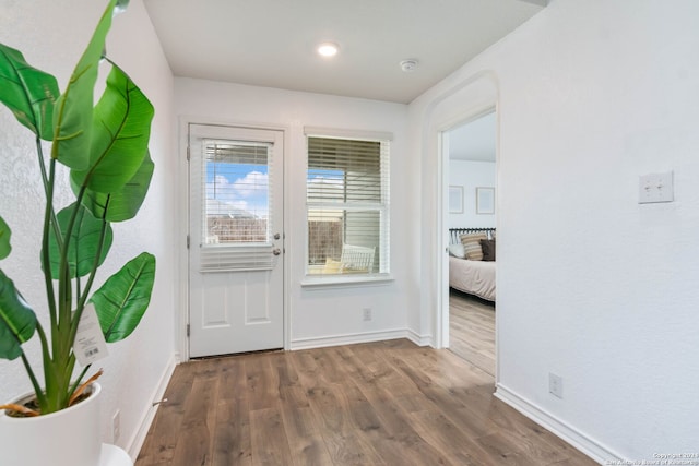 entrance foyer featuring dark hardwood / wood-style floors