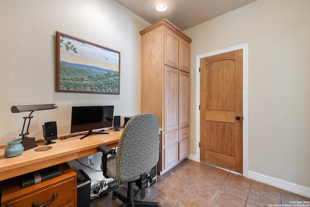 view of tiled home office