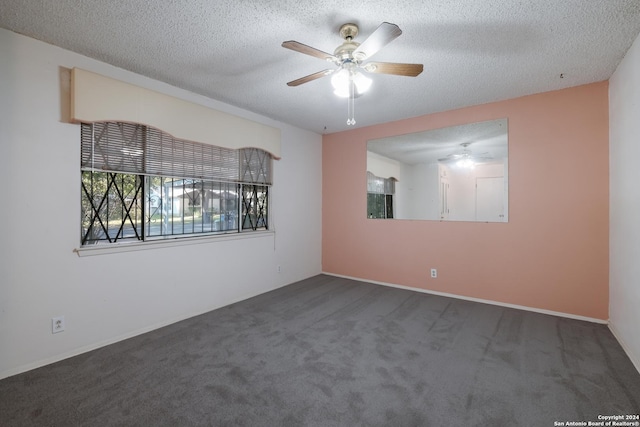 3947 Gayle Ave, San Antonio, TX 78223 - spare room with ceiling fan, carpet, and a textured ceiling