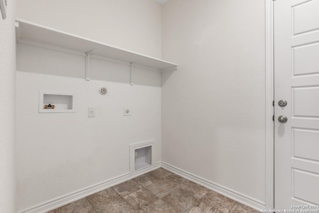 laundry area with gas dryer hookup, washer hookup, and hookup for an electric dryer