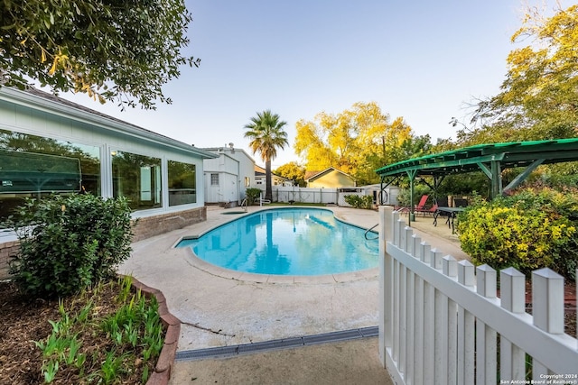 view of swimming pool with a patio area