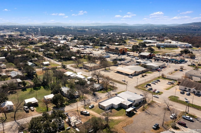 bird's eye view with a mountain view