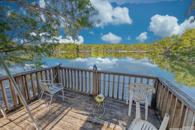 deck with a water view