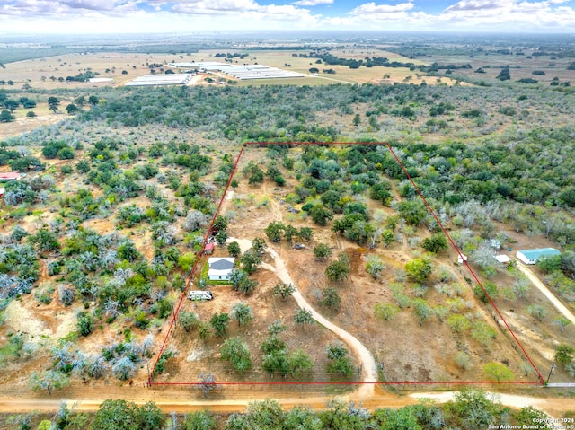 bird's eye view with a rural view