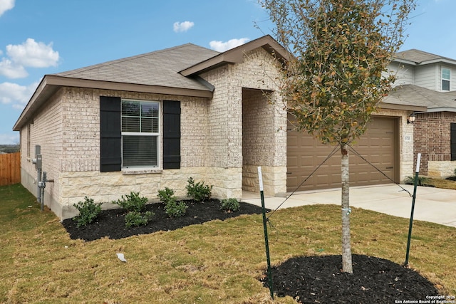 5715 Sendero Rnch, San Antonio, TX 78253 - view of front of property with driveway, a garage, and brick siding
