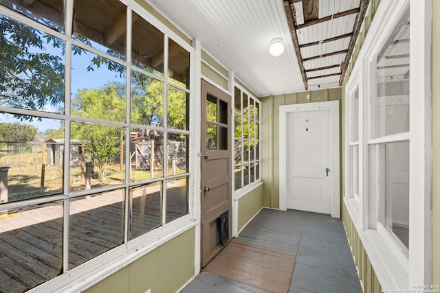 view of unfurnished sunroom