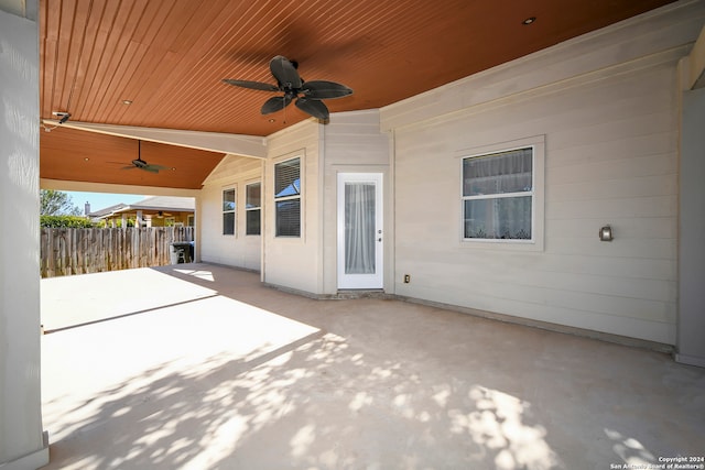 view of patio with ceiling fan