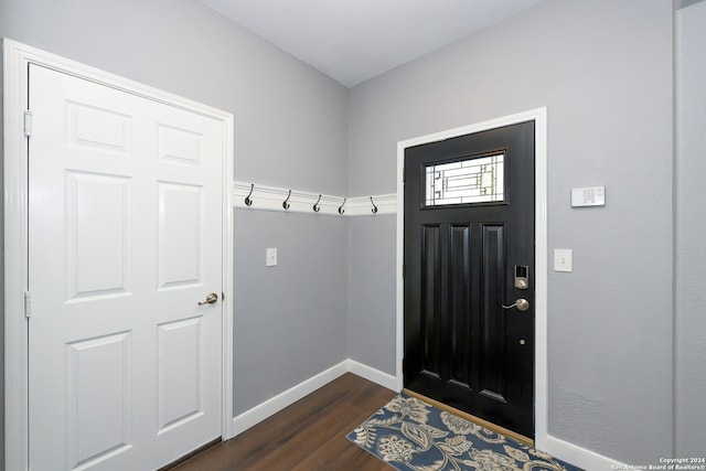 mudroom with dark hardwood / wood-style floors