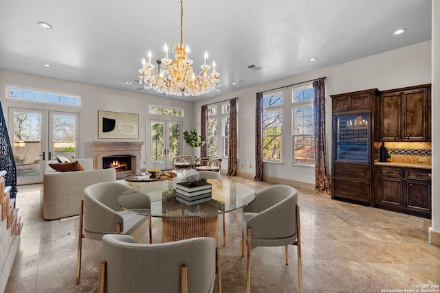 dining room featuring french doors