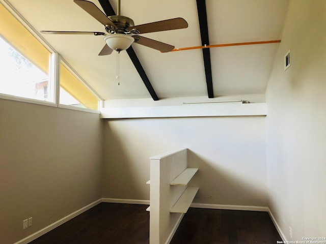 interior details featuring ceiling fan and hardwood / wood-style floors