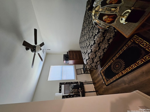 living room with ceiling fan