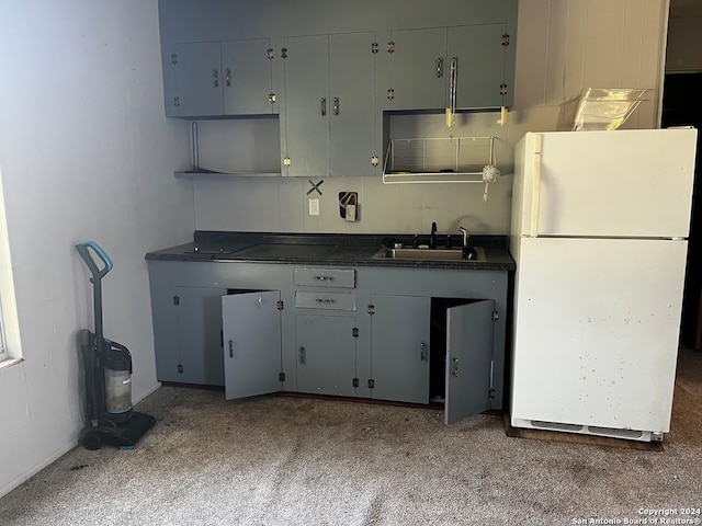 kitchen with white refrigerator and sink