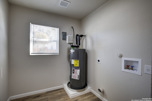 utility room with electric water heater