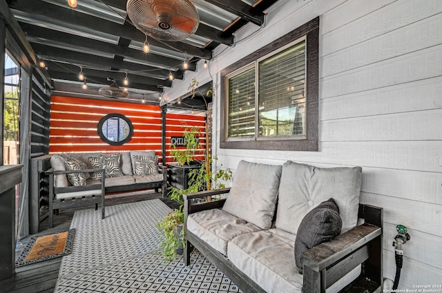 view of patio / terrace featuring an outdoor living space and ceiling fan