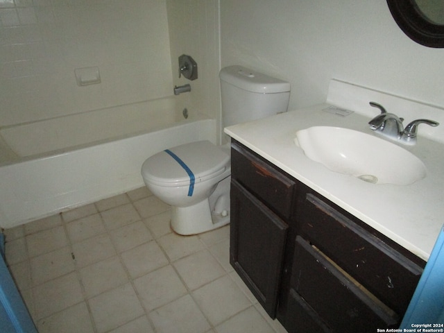 full bathroom featuring tile patterned flooring, vanity, toilet, and bathing tub / shower combination