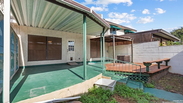 exterior space featuring a deck and central air condition unit