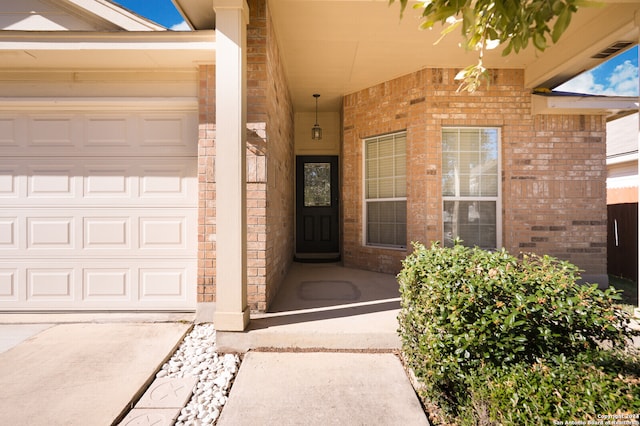 entrance to property with a garage