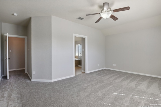 interior space featuring carpet and ceiling fan