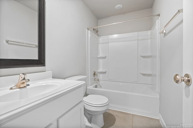 full bathroom with vanity, tile patterned flooring, shower / bathing tub combination, and toilet