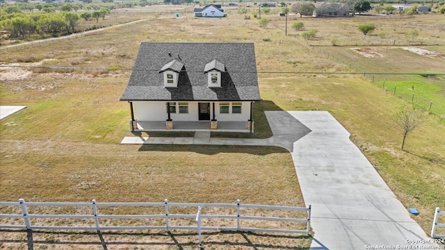 aerial view featuring a rural view