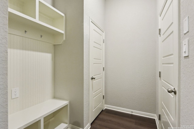 mudroom with dark hardwood / wood-style floors