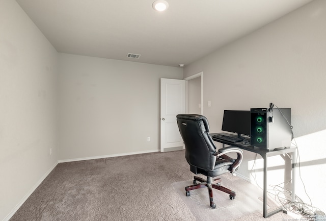 home office with carpet floors