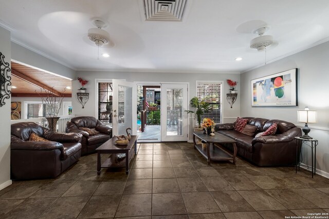 4212 Medical Dr Unit 902, San Antonio, TX 78229 - living room with recessed lighting, crown molding, and baseboards