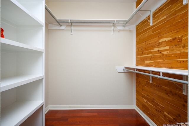 spacious closet featuring dark wood-type flooring