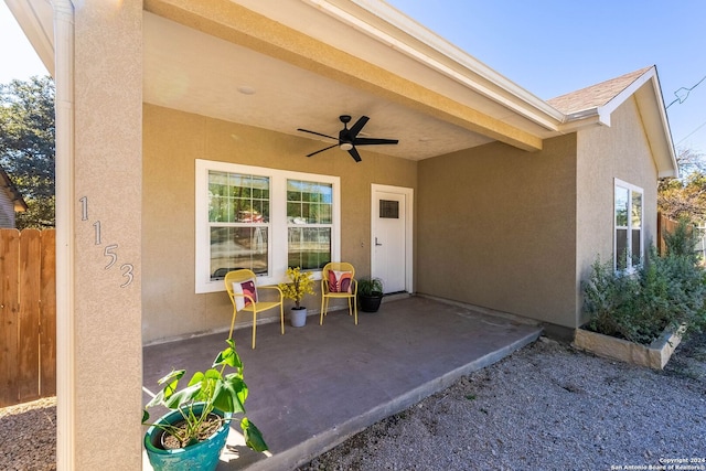 1153 Singing Hills Dr, Canyon Lake, TX 78133 - view of patio / terrace featuring a ceiling fan