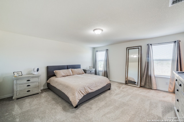 carpeted bedroom with multiple windows