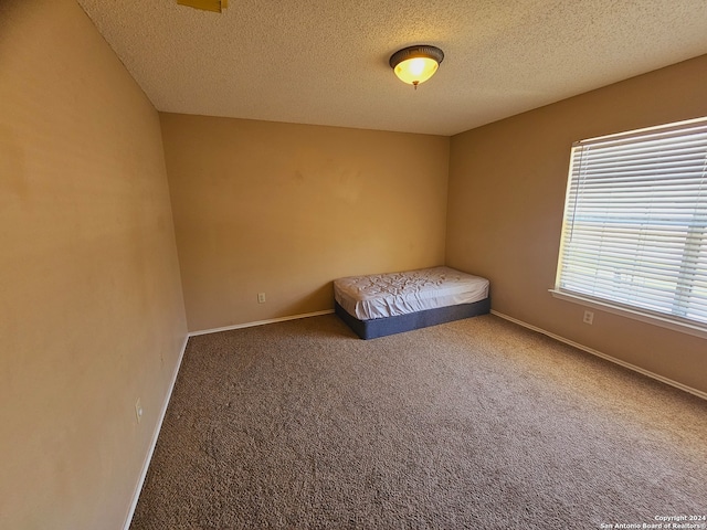 unfurnished bedroom featuring carpet and a textured ceiling