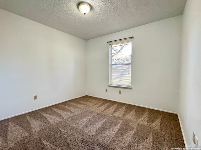 empty room with carpet flooring and a textured ceiling