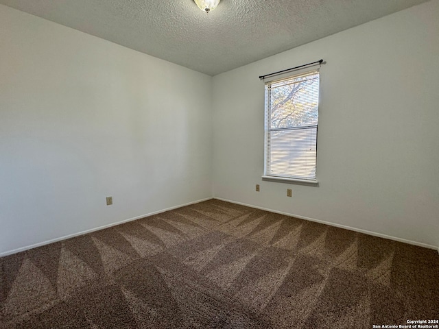 unfurnished room featuring carpet and a textured ceiling