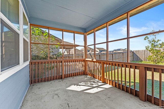 view of unfurnished sunroom