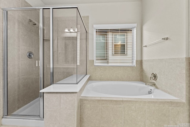 bathroom with separate shower and tub