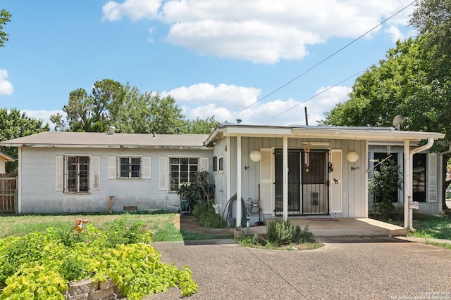 view of single story home