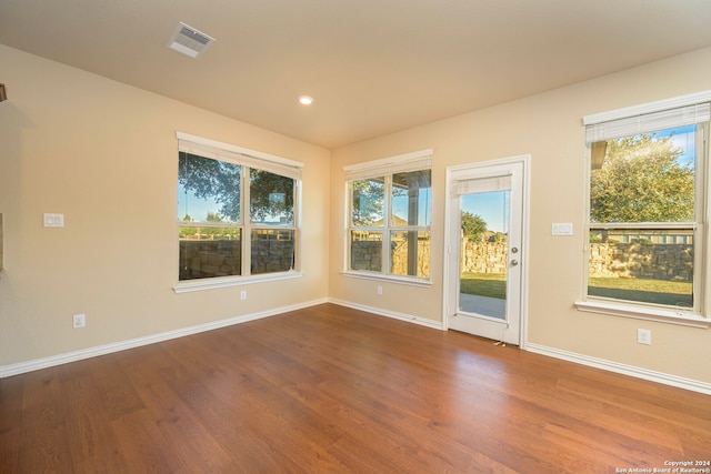 spare room with wood-type flooring