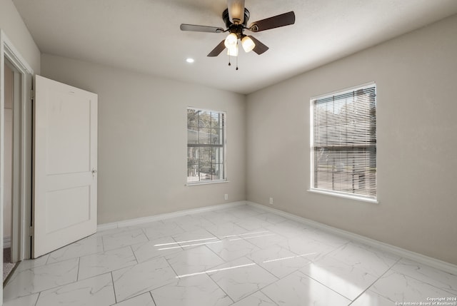 unfurnished bedroom with ceiling fan