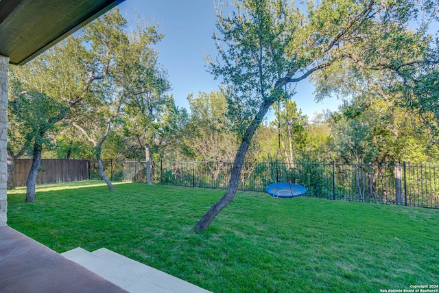 view of yard with a trampoline