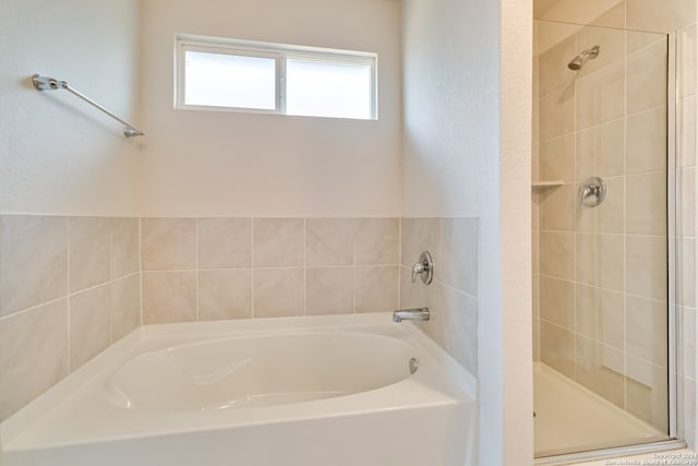 bathroom with independent shower and bath