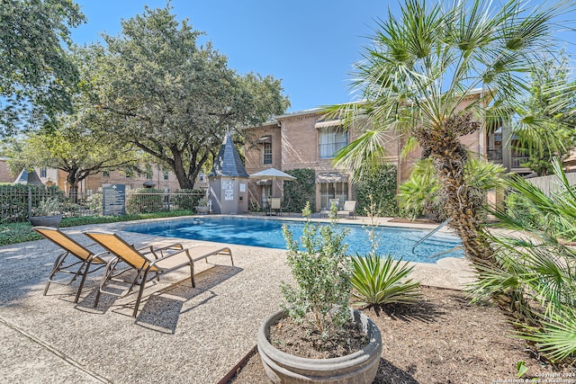 view of pool featuring a patio